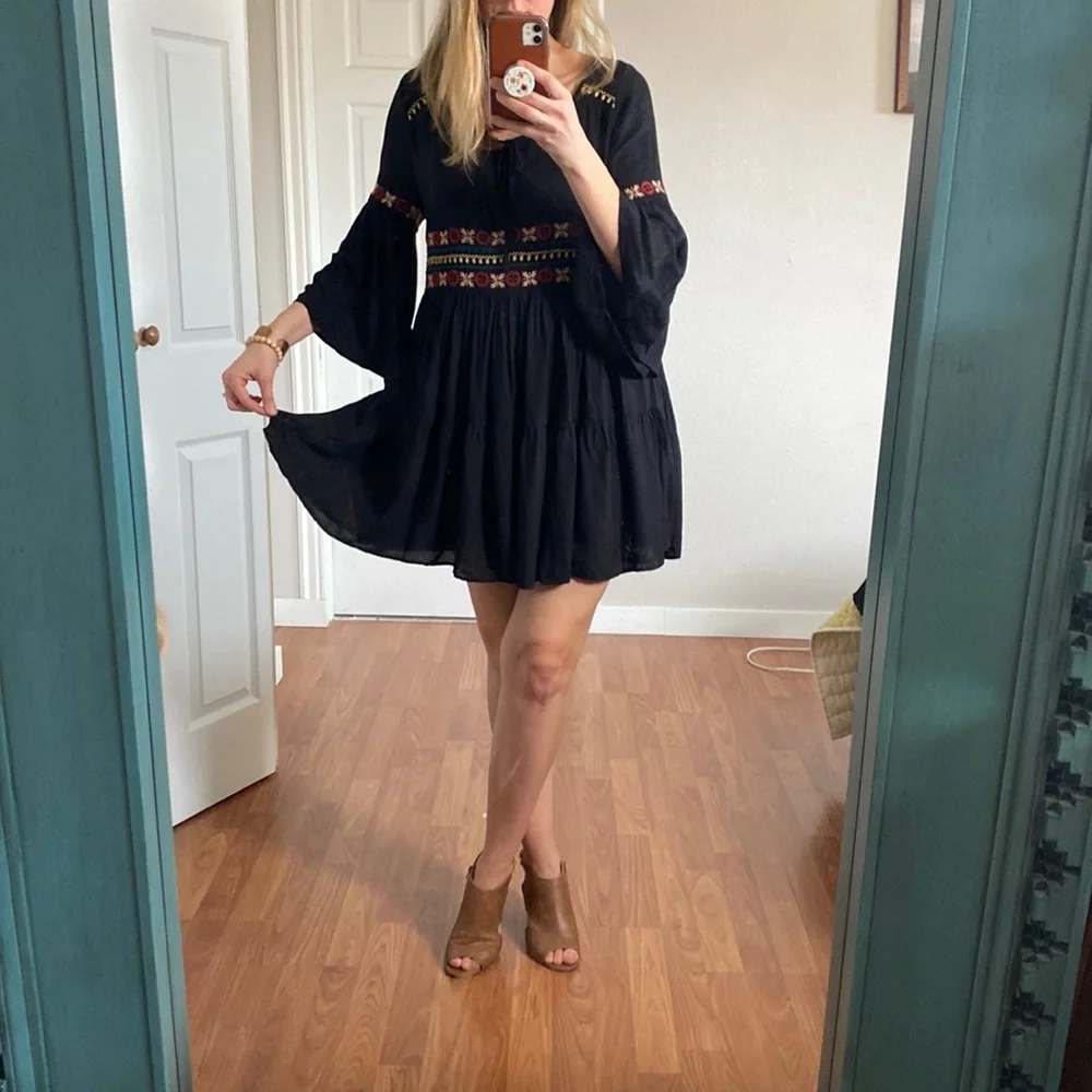 American eagle black festival dress. Embroidered - Picture 1 of 5